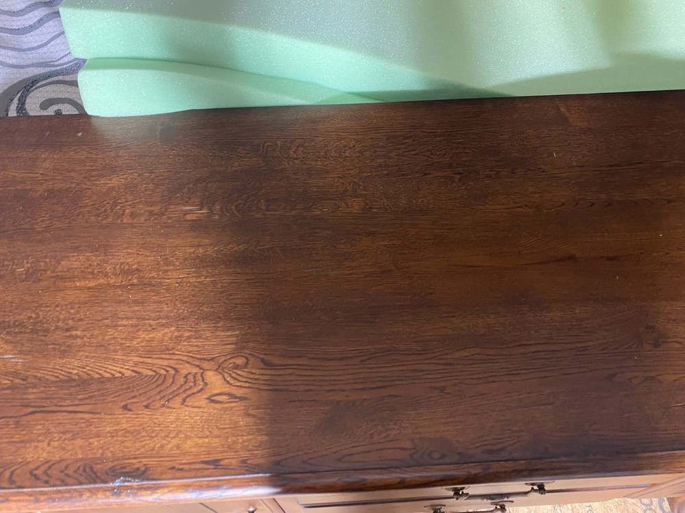 Vintage style solid oak sideboard table with carved details