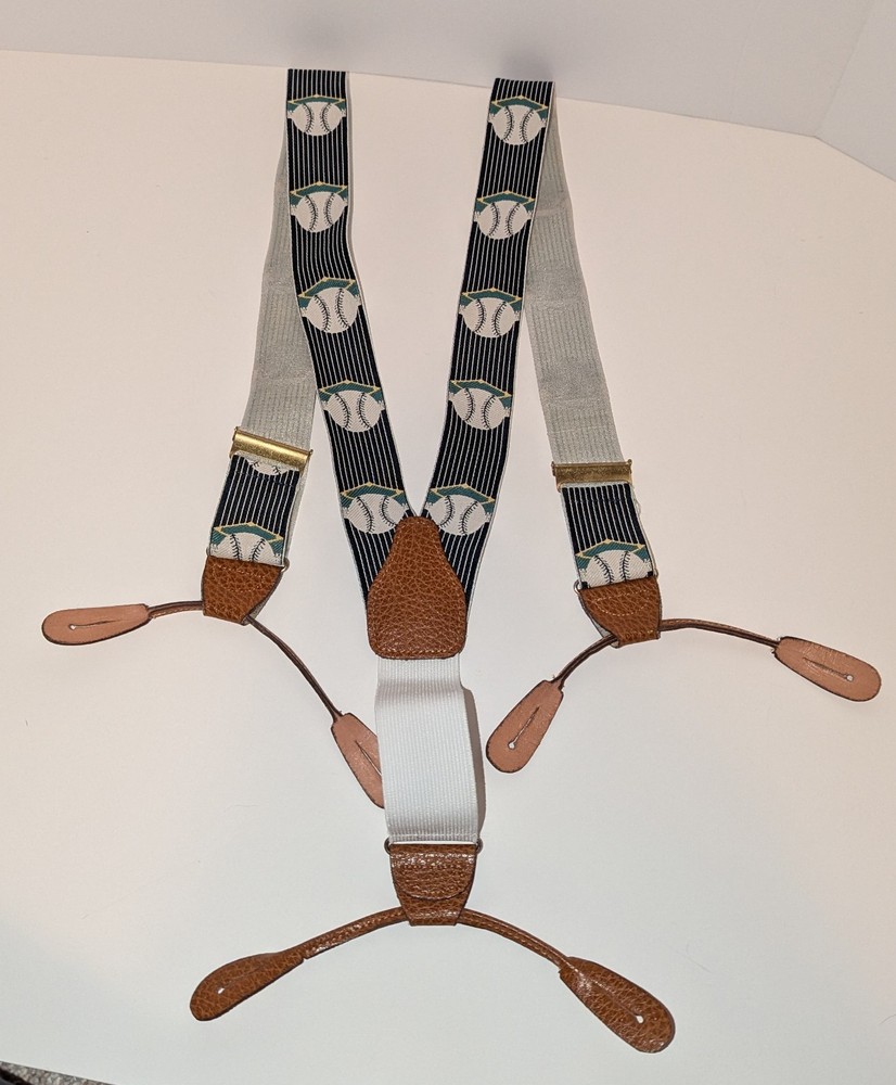 Lands End Suspenders W/ Baseball Pattern