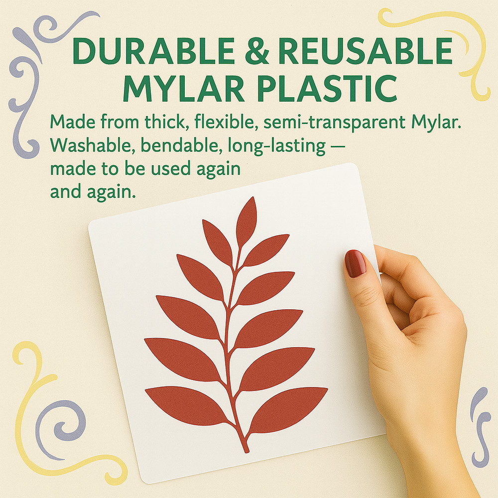 Flame Design Wall Art Reusable Plastic Stencil for Creative Projects - Stenci…