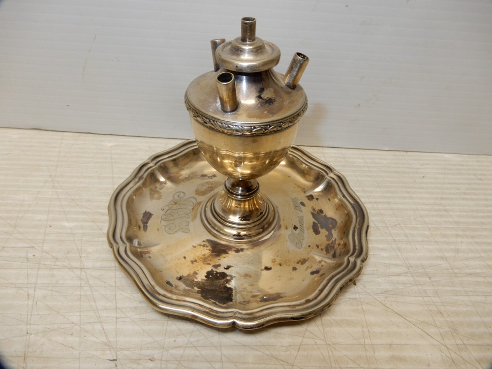 ANTIQUE GORHAM SILVER PLATED FLUID LAMP CIGAR LIGHTER
