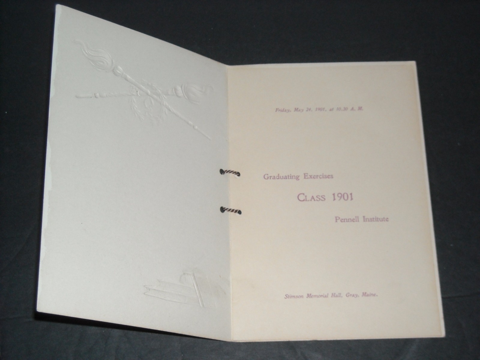 Antique 1901 Pennell Institute Graduation Exercises Program Gray,Maine