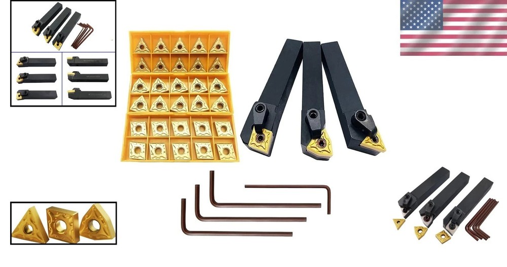 5/8" Carbide Lathe Tool Set with 36 Inserts for Versatile Machining