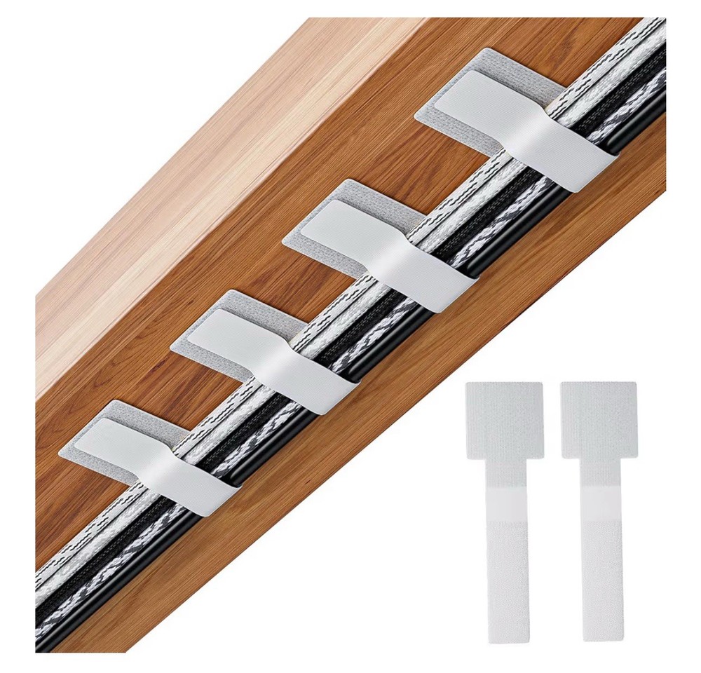 100 Pcs Hook and Loop Cable Ties, Self Adhesive Cable Management under Desk