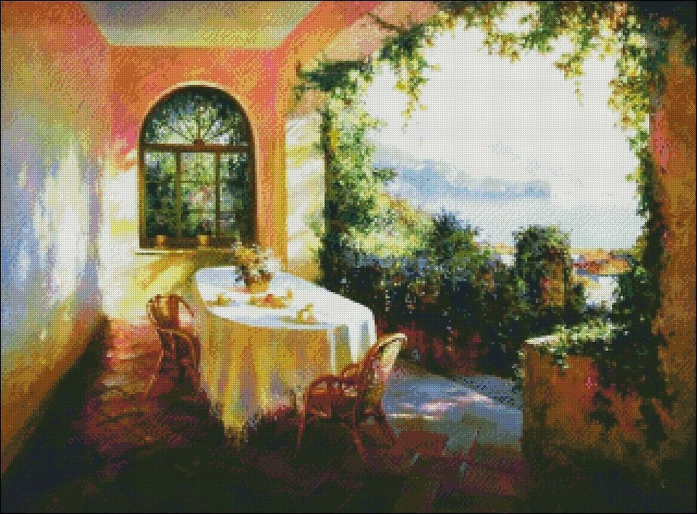 Chart Needlework DIY - Counted Cross Stitch Patterns - Mediterranean Verand