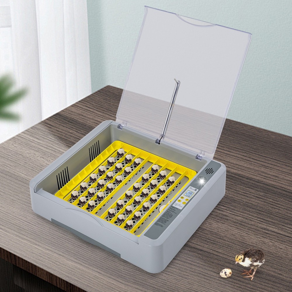 Egg Incubator 36 Eggs Gray Digital Poultry Hatcher Machine LED Display 70W