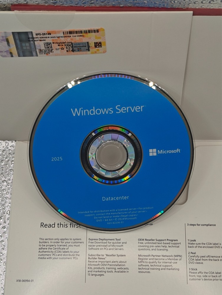 Authentic Microsoft Windows Server 2025 Datacenter-OEM 16 Core- (From D&H Dist)
