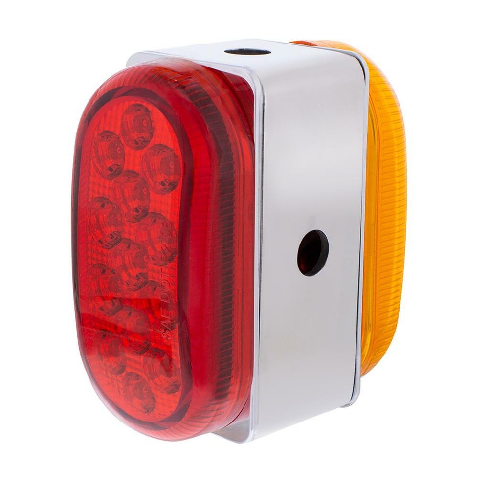 Double Face Mirror Light Bracket with 13 LED Dual Function Lights - Amber & Red