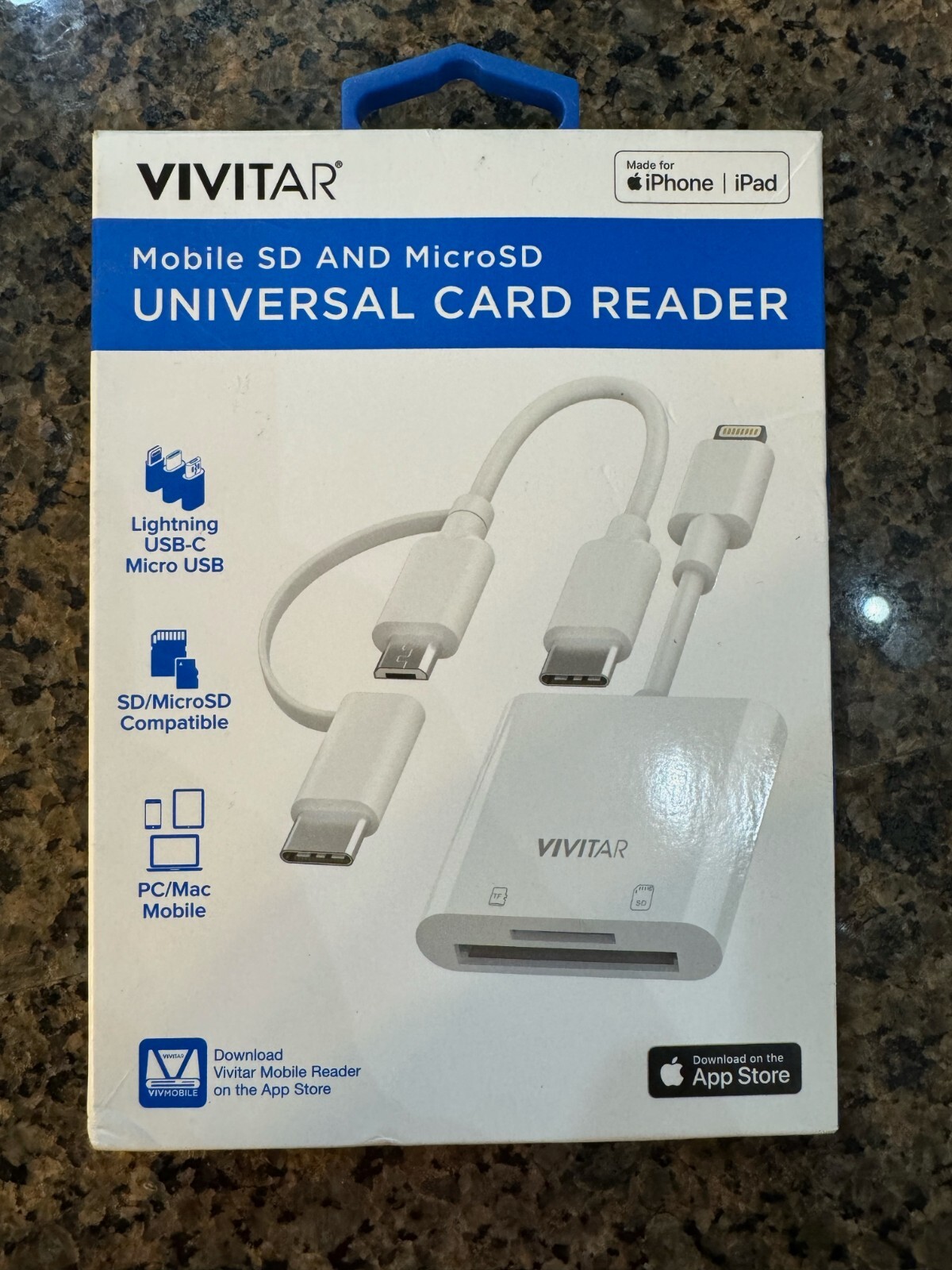Vivitar Mobile SD and MicroSD Universal Card Reader White MOV4016 V1 Box/Retail