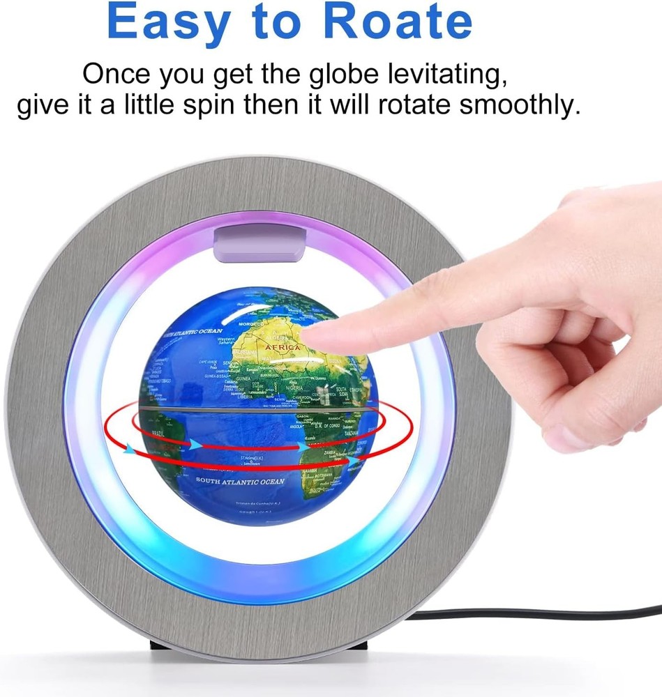 Magnetic Levitation Floating Globe - Levitating O Shape Globe with LED Lights...