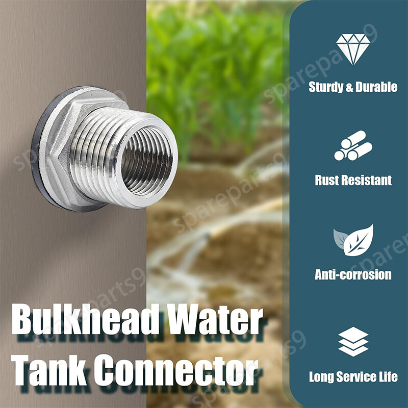 Stainless Steel Bulkhead Tank Fitting 3/4" GHT Male to 1/2" NPT Female Thread