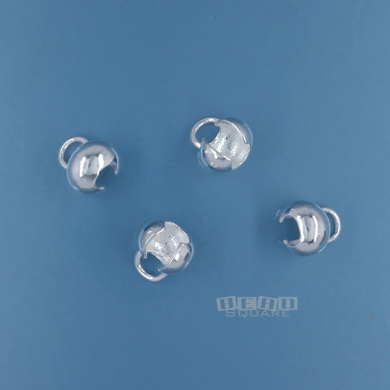 Solid Sterling Silver Round Knot Cover / Clamshell End Connector [Choose Size]