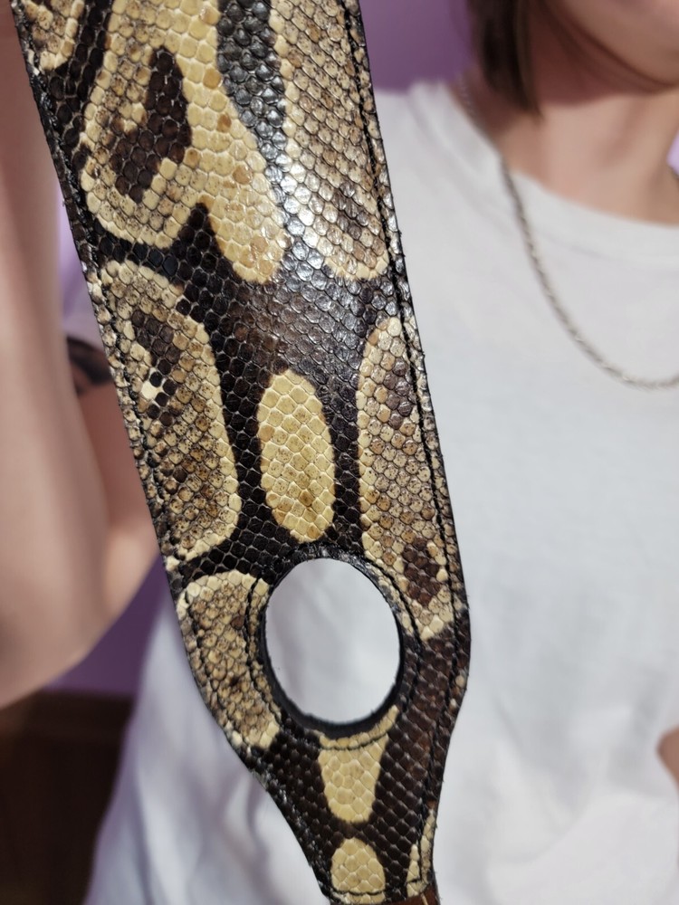 Padded RIFLE Firearm SLING with Authentic BALL PYTHON Snake skin brown leather