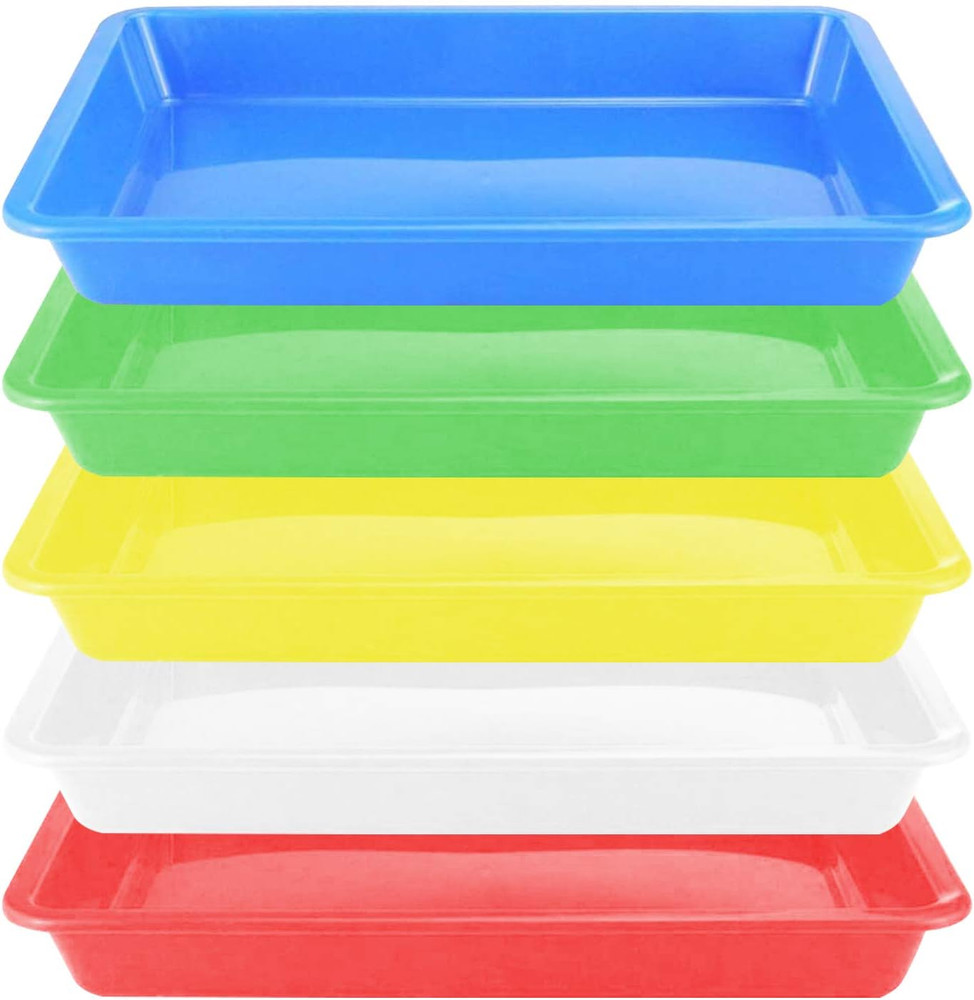 Plastic Art Trays Art and Craft Tray Plastic Tray,5 Pieces Stackable Activity Tr