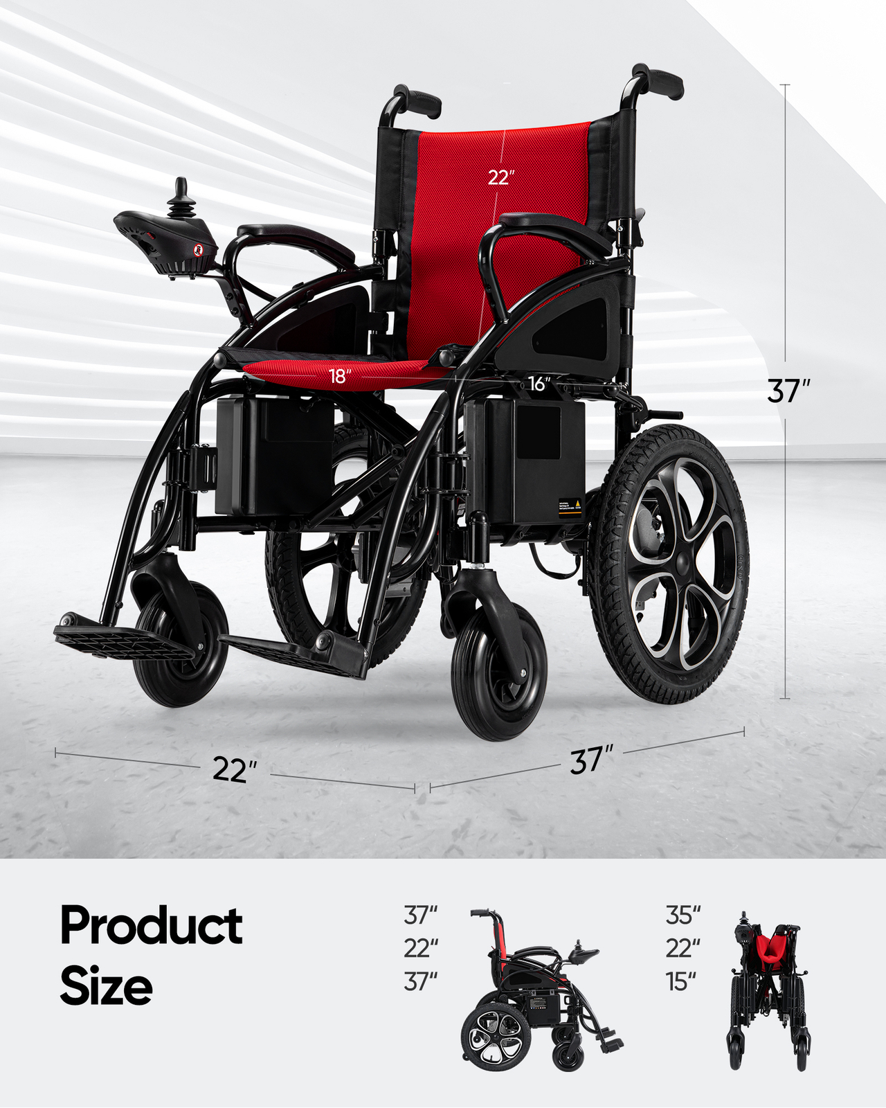 All Terrain Electric Wheelchair Heavy Duty 500W Foldable Electric Wheelchairs
