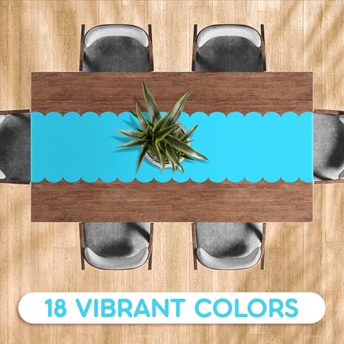 Plastic Disposable Table Runner. 5 Pack 14 x Scallop Runner 5 Pack Turquoise