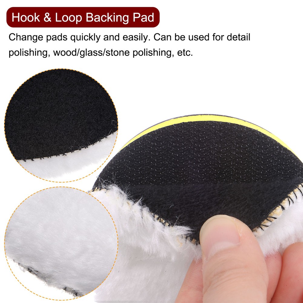 4pcs 3" Wool Buffer Polishing Pads Buffing Wheel Kit with M10 Drill Adapter