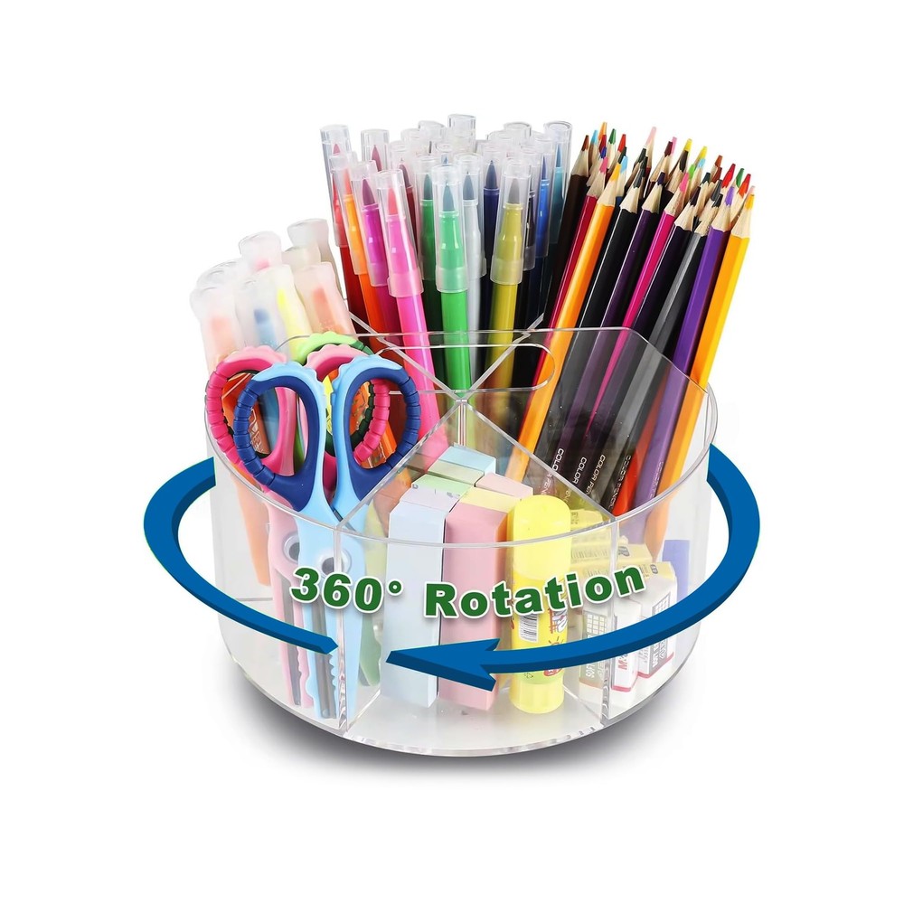 Clear Acrylic Pen Holder – Multi-Function Desk Organizer, Makeup Brush