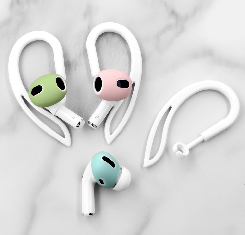 IiEXCEL Compatible with AirPods 4 Ear Hooks, black white translucent