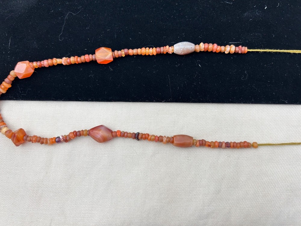Ancient Bactrian Banded Agate and Carnelian Beads