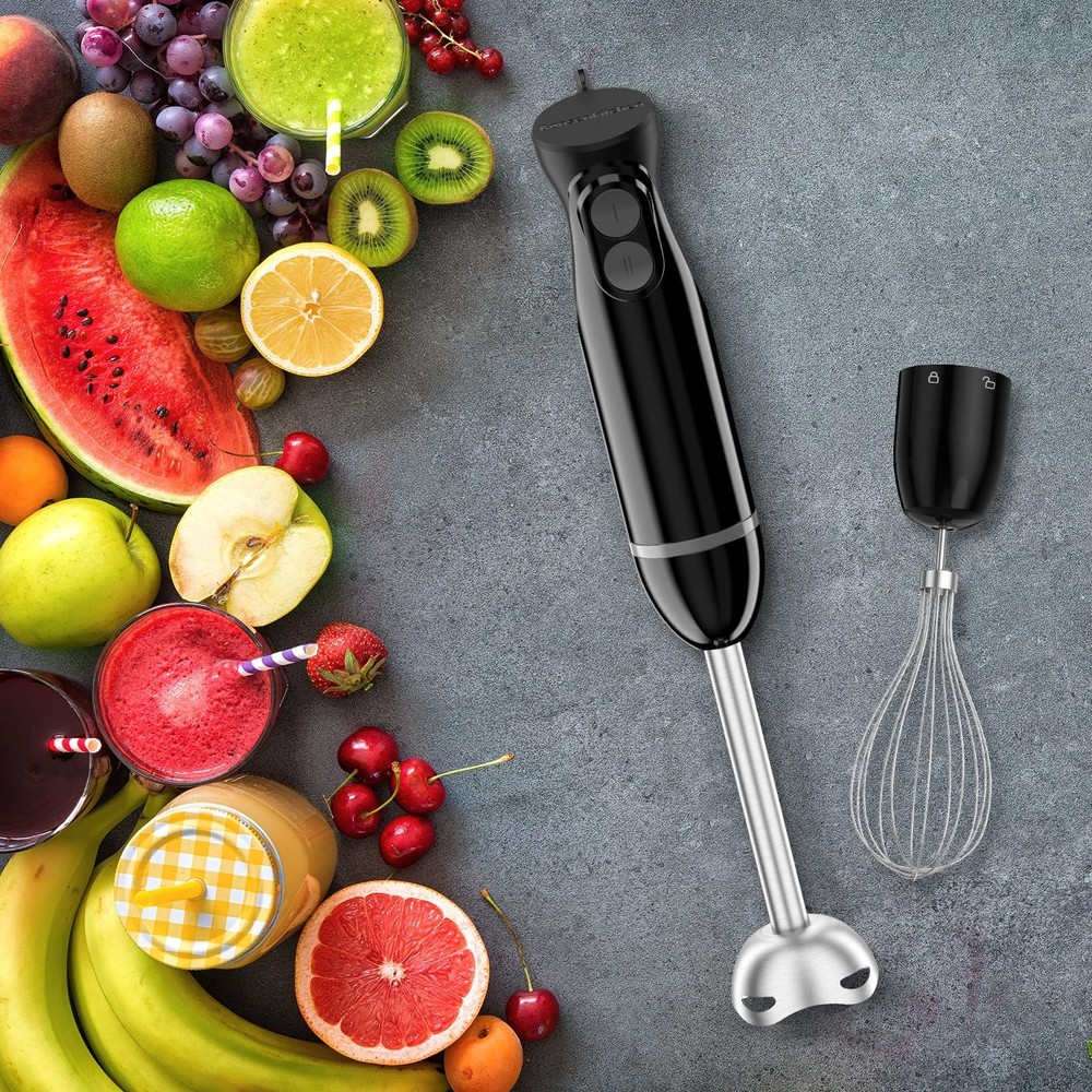 Immersion Blender Handheld, 2 Mixing Speed Hand Blender with Sharp Blades, 3-...