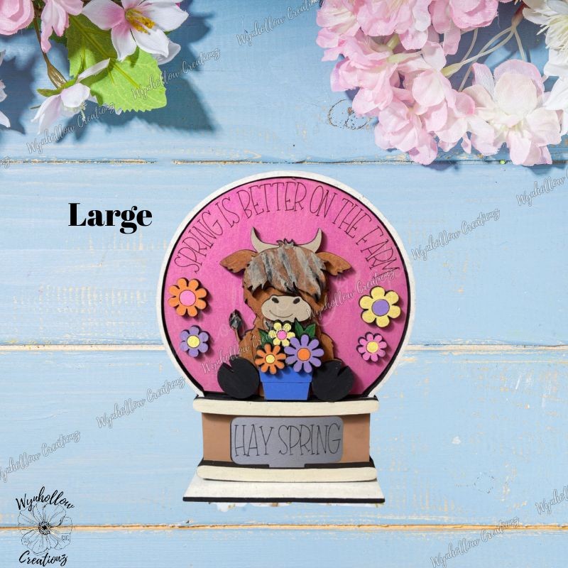 Highland Cow Springtime Interchangeable Snow Globe