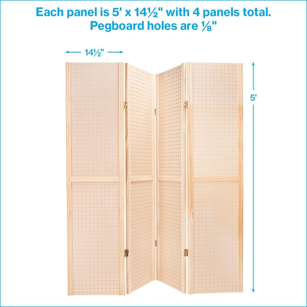 5 Foot 4-Panel Folding Pegboard Stand for Crafting - Versatile Pegboard Displ...