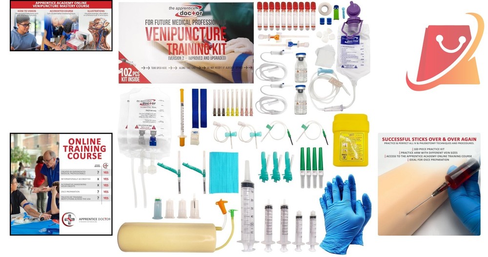 Phlebotomy Practice Kit with Realistic Arm for Nursing Students & Trainees