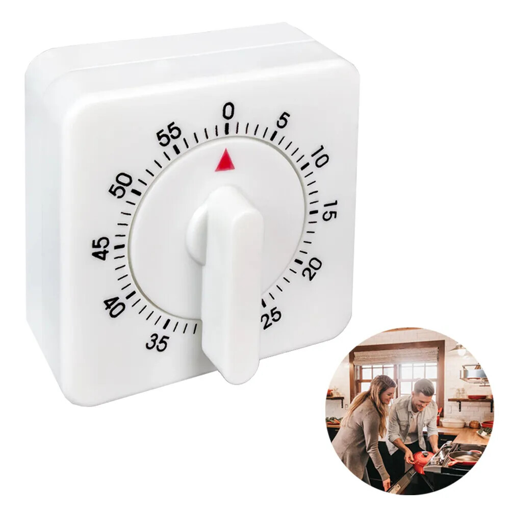 1/2x Square 60 Minute Mechanical Kitchen Cooking Timer Clock for Home & Study