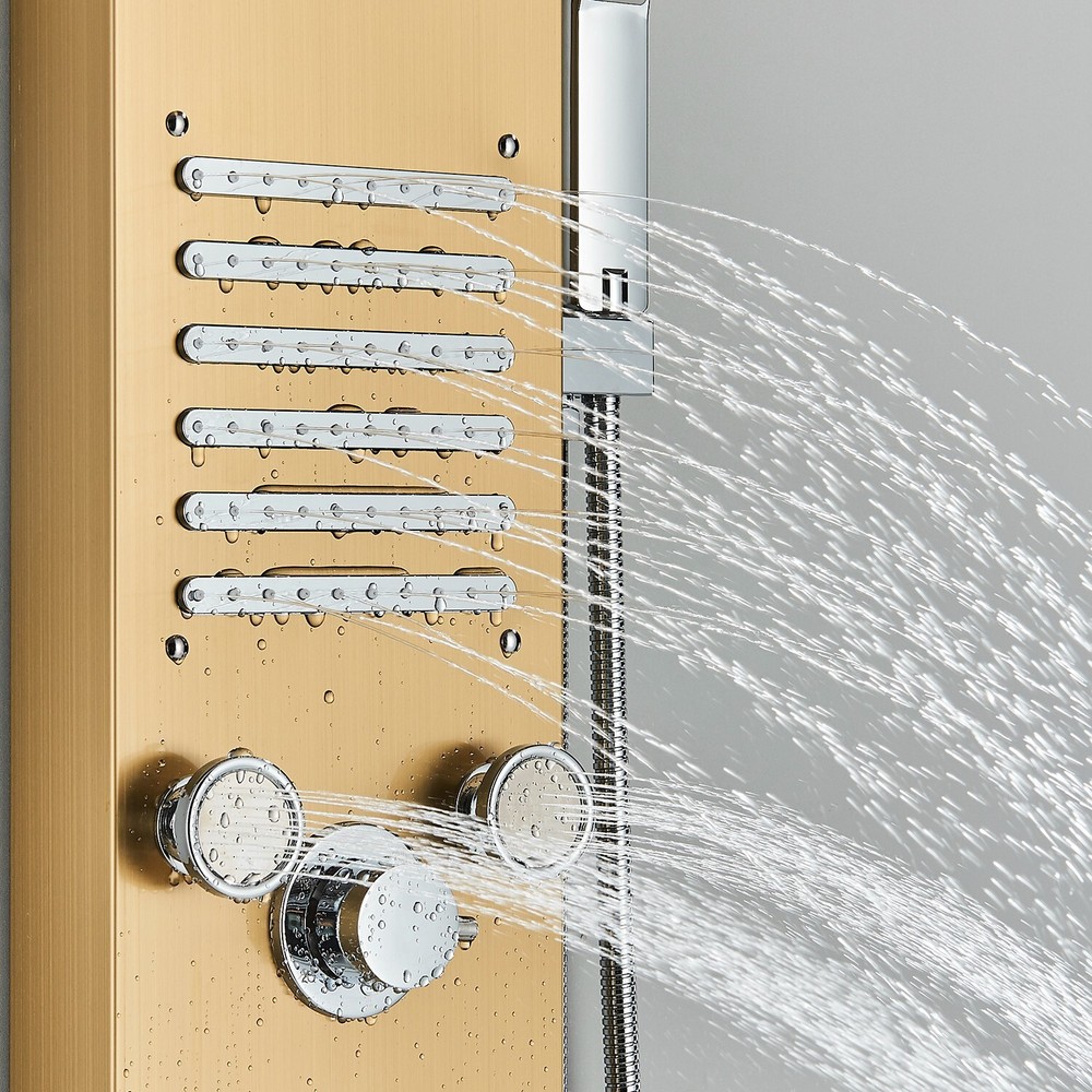 Shower Panel Tower System Shower Tower Set with LED Rainfall Head Massage Jets