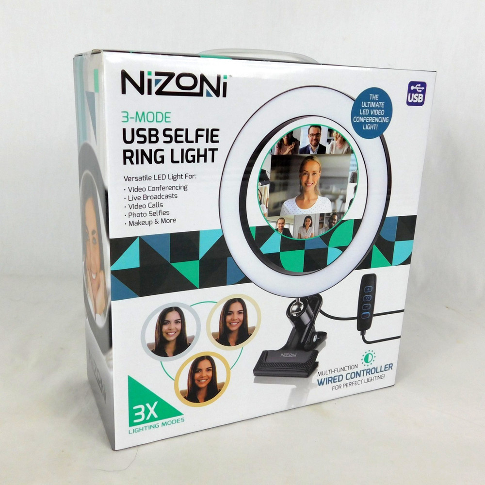 Nizoni 3 Mode USB Selfie Ring Light 8" Computer Wired Controller Clamp Base NEW