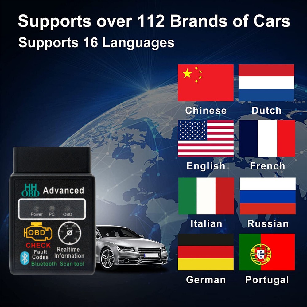 2022 For PC Android iOS OBD2 Car Bluetooth Scanner Code Reader ELM 327 Read