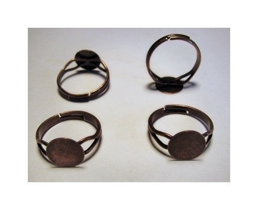 100 Antique'd COPPER Adjustable RING BLANKS 10mm pad