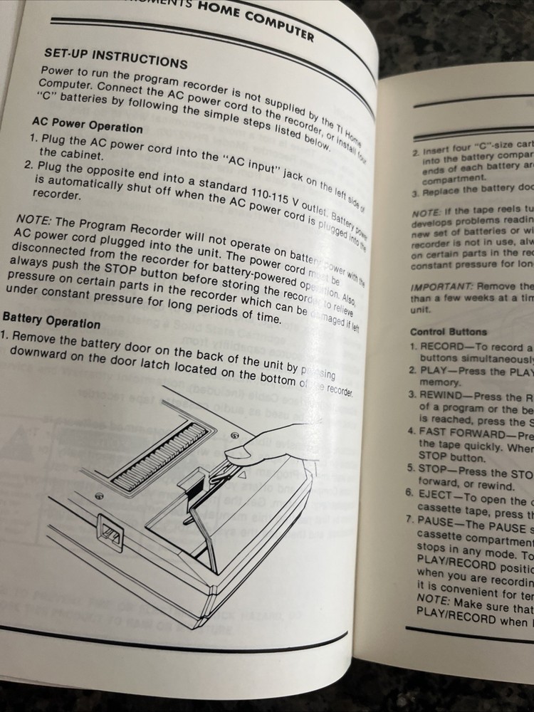 TEXAS INSTRUMENTS PROGRAM RECORDER PHP2700 owners manual instruction reference