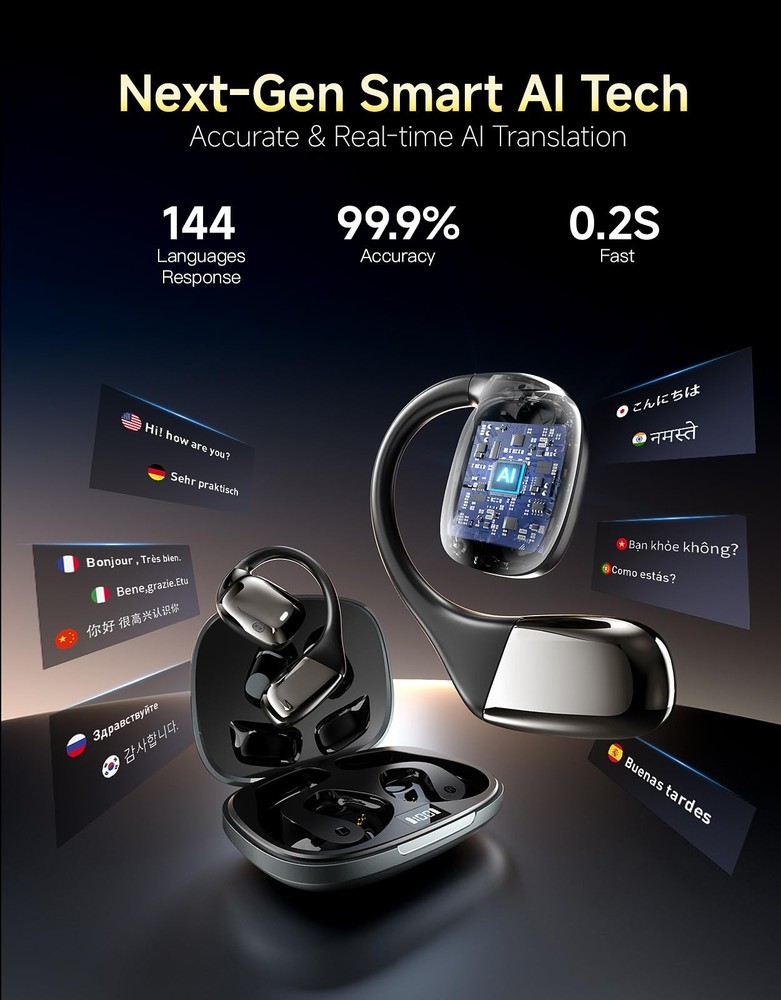 AI Translation Earbuds Real-Time, 144-Language Translator Devices with Multi-...