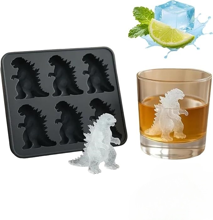 Godzilla Shaped Ice Cube Mold Ice Cube Tableware 6 Grid Silicone Kitchen Bar