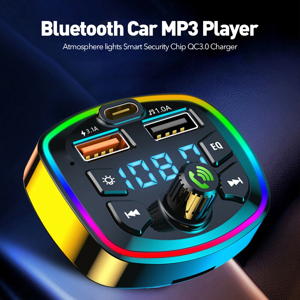 Car Kit Bluetooth 5.0 Wireless FM Transmitter Adapter 2USB PD Charger Hands-Free