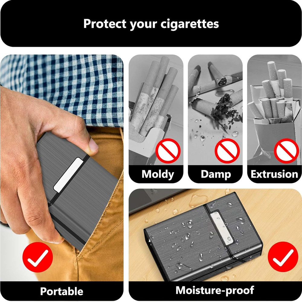 Cigarette Case (2 Pack), Magnetic Switch 20Pcs Cigarette Holder Case for Men Wom