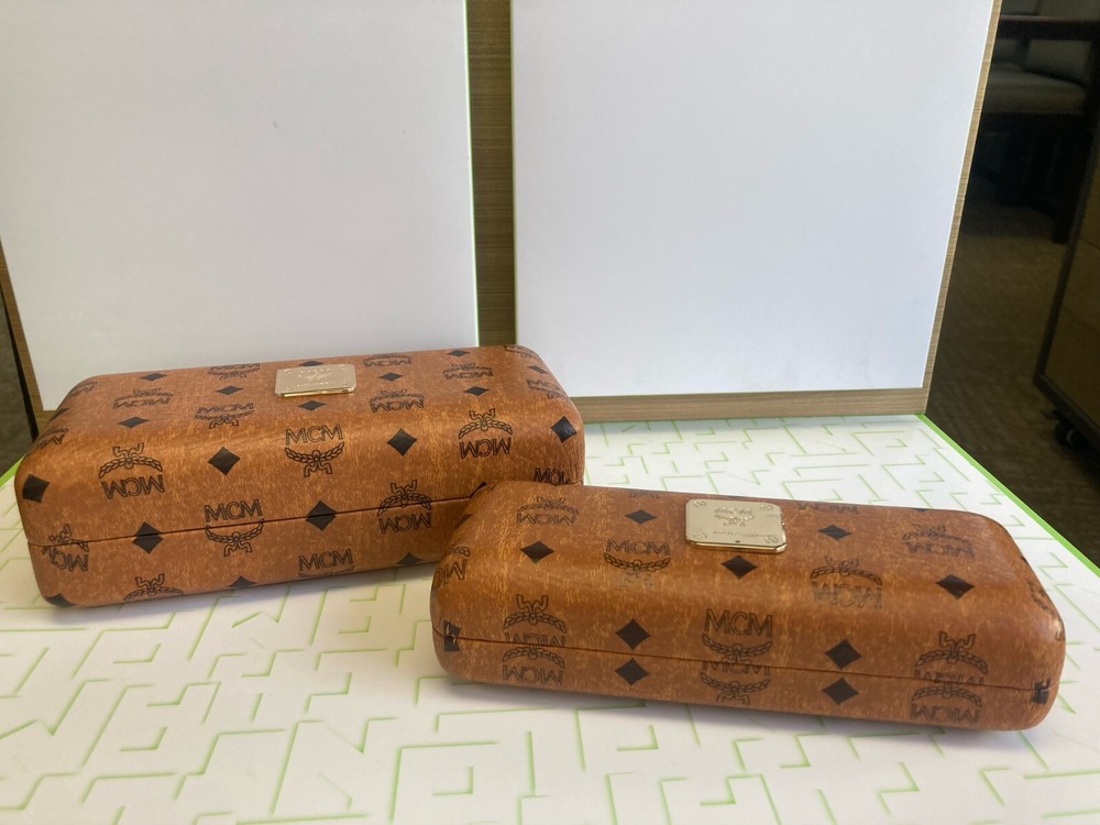 New Large MCM Munchen Hard Shell Case With Original Cloth Sunglass Case.