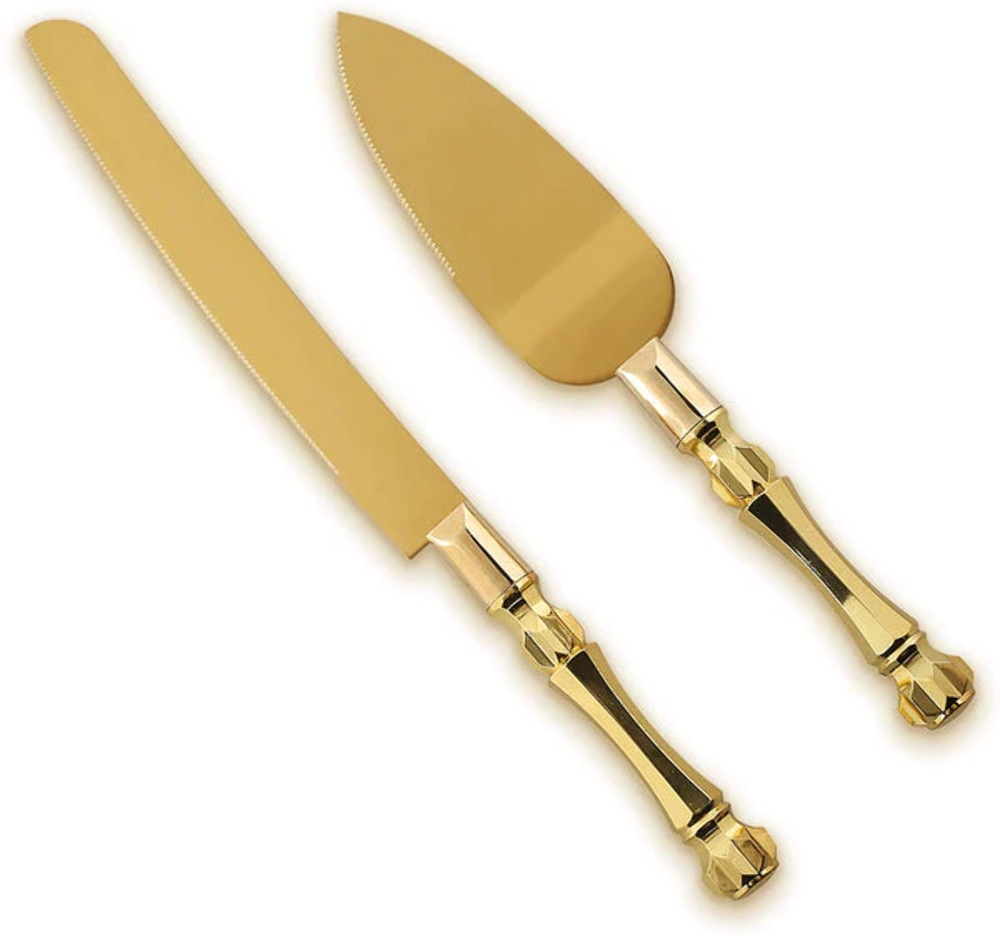 Gold Wedding Cake Server Set