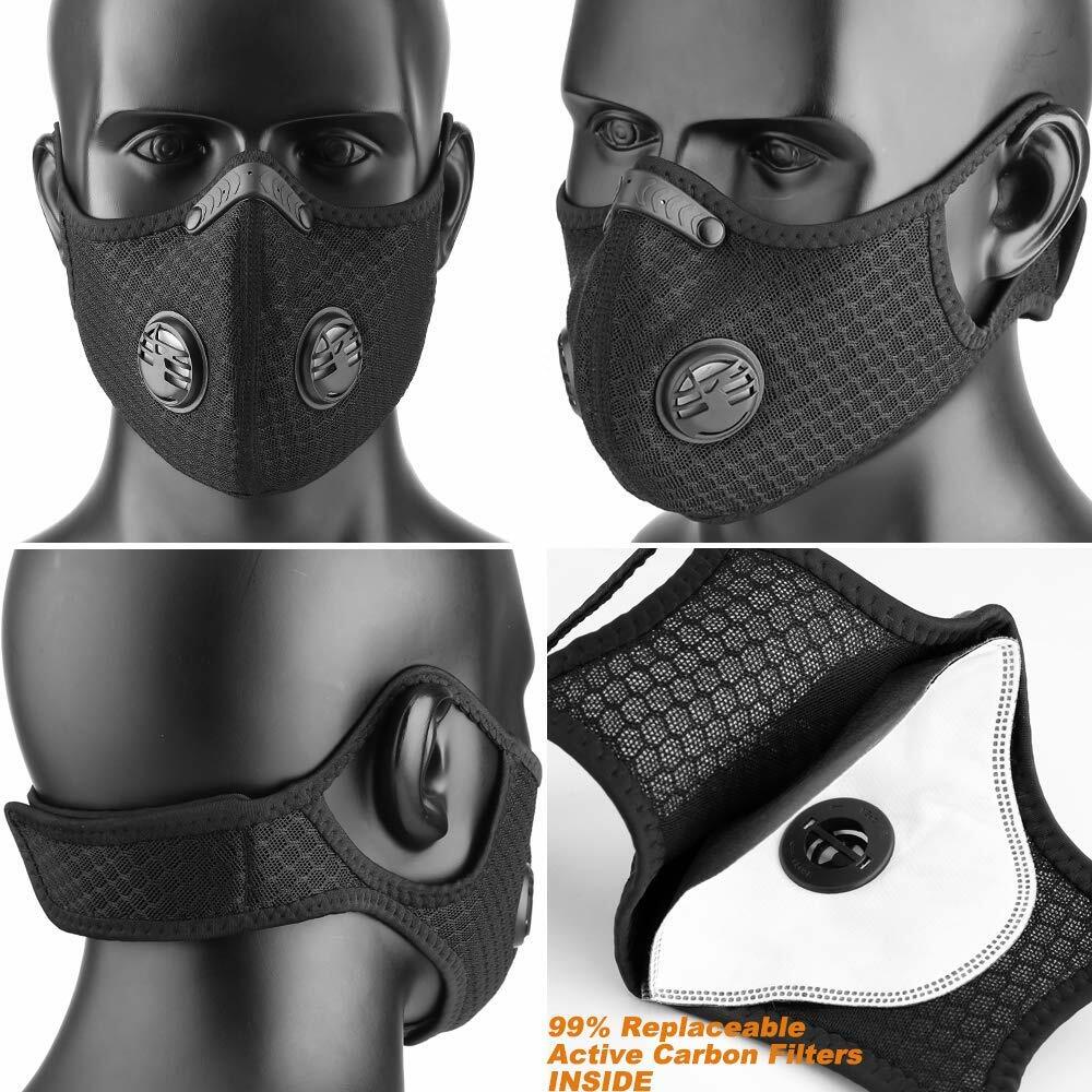 Nylon Mesh Face Mask w/ Replaceable PM2.5 HEPA Carbon Filter (Dark Blue)