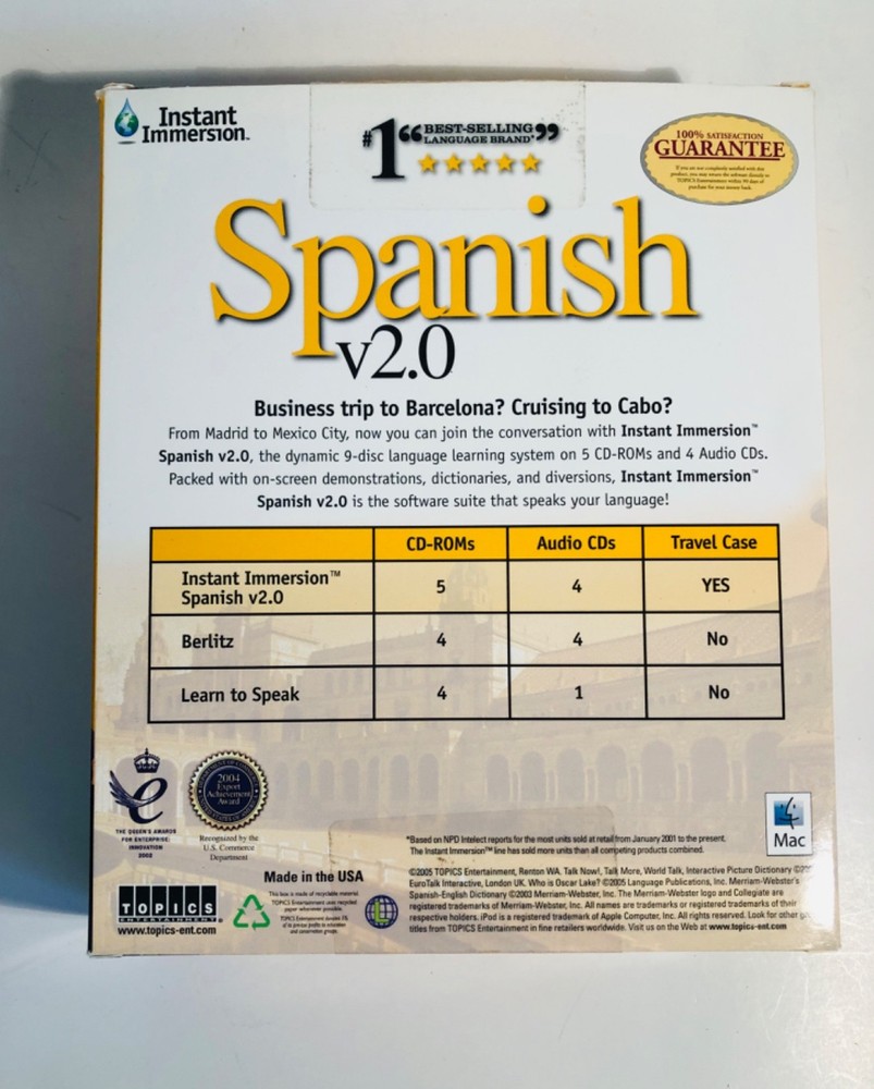 Instant Immersion Spanish Version 2.0 CD-ROM 9 Disc Set Unused CD Case IPod Comp