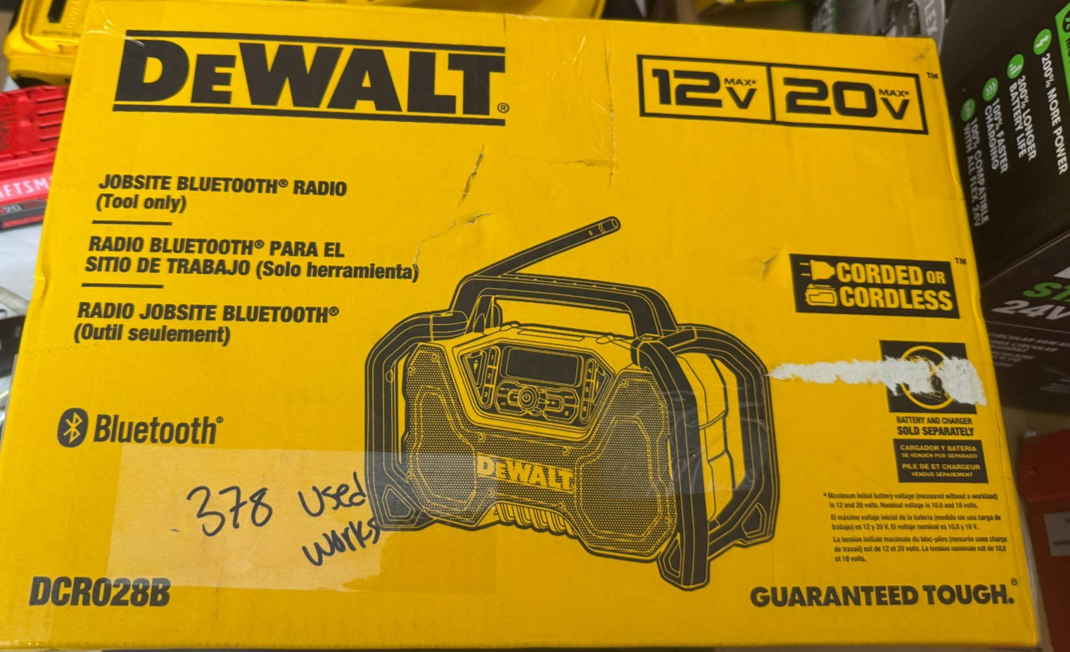 DEWALT 20V MAX Compact Cordless Bluetooth Radio (Tool Only)