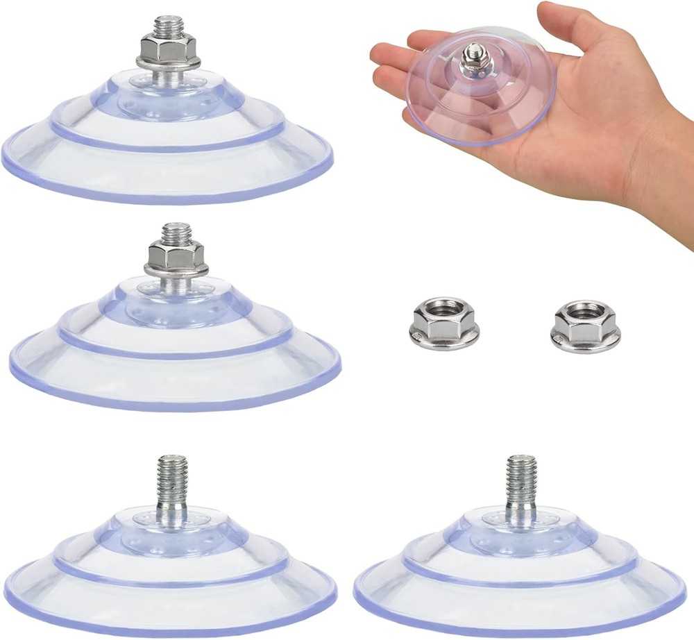 85mm Suction Cup 4 Pack with M8 Thread Clear