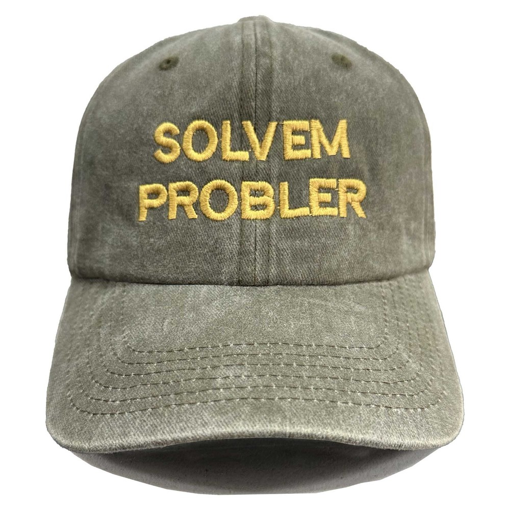 "Solvem Probler" 6 Panel Low Profile Embroidered Cap-Olive