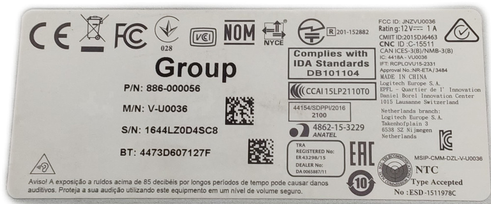 Logitech V-U0036 Group Video Conferencing System Duplex Speaker