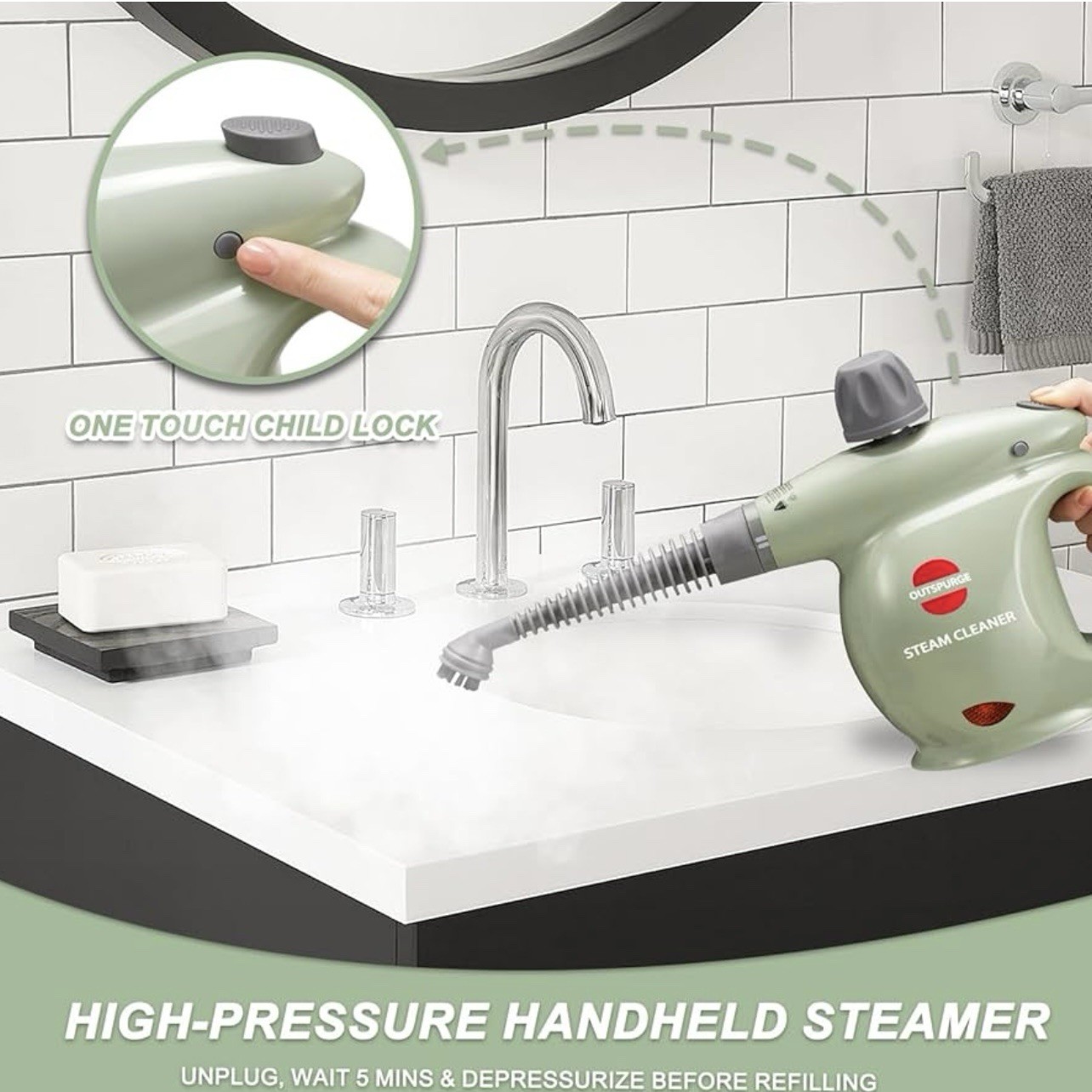 Handheld Steam Cleaner, Pressurized Multi-Surface Steam Shot with 13 Accessories