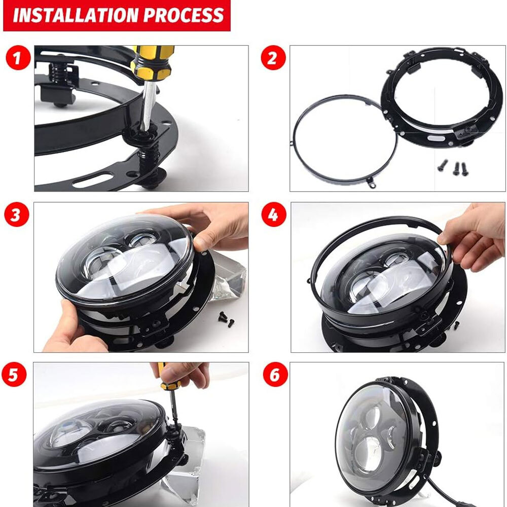 7" inch LED Headlight Hi Lo + Bracket Mounting Ring For Harley Street Glide FLHX