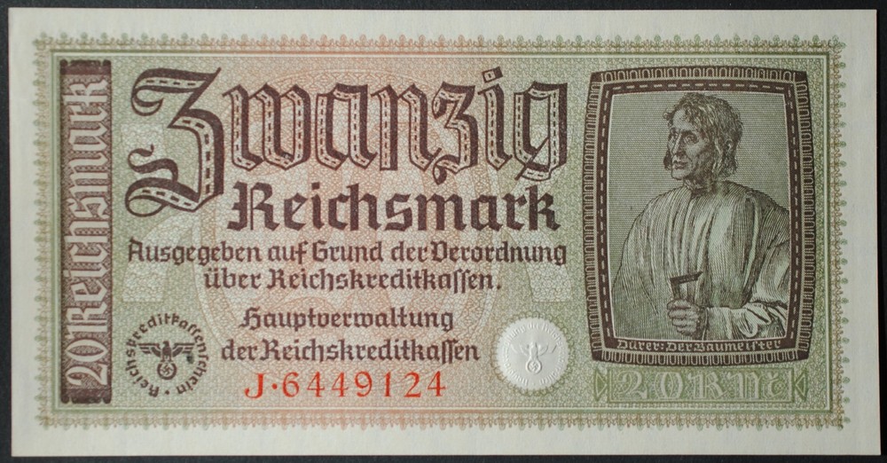Germany R139 20 Reichsmark Choice Uncirculated