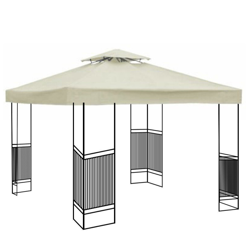 10'x10' Waterproof Gazebo Top Replacement Canopy 1 2Tier UV Sunshade Patio Cover