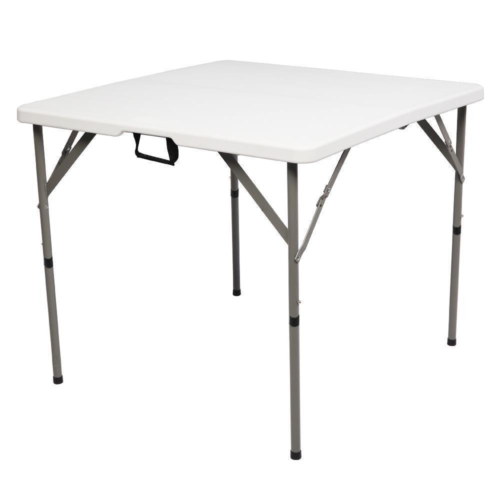 34" Fold in Half Square Table, Portable Plastic Dining Card Table Foldable Home